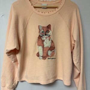 Teddy Fresh Peachy pink Sweatshirt with Graphic Cat Design